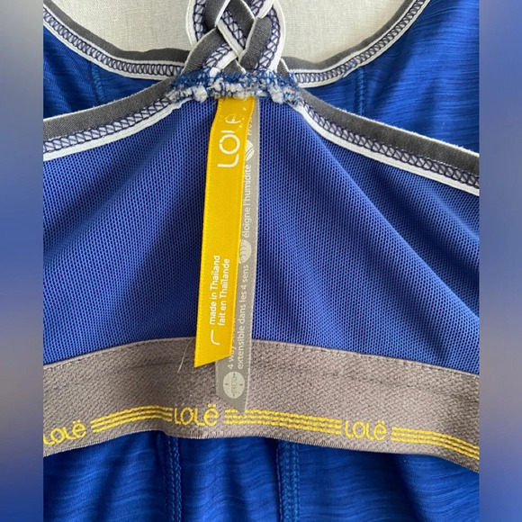 Lole braided T back athletic tank top with shelf bra  Sz L - Picture 7 of 10